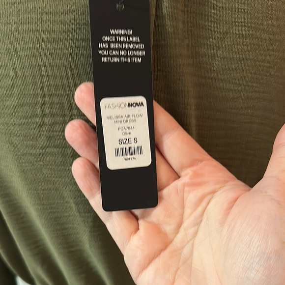 NWT Olive Green Long Sleeve Dress - Picture 3 of 3